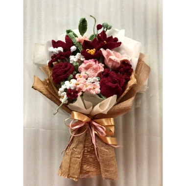 Bó hoa hồng đỏ len Handmade - Quà tặng người yêu, ngày lễ, giảm giá 259k 3