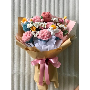 Bó hoa hồng đỏ len Handmade - Quà tặng người yêu, ngày lễ, giảm giá 259k 6