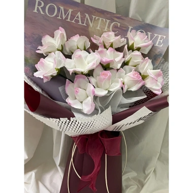 Bó hoa hồng sáp hồng phớt to, quà tặng Valentine 8/3 - Giảm giá 189k