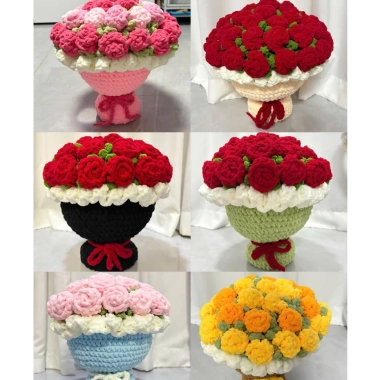 Bó hoa len mềm mại màu hồng-đông, handmade, tặng kèm thiệp viết tay, còn 336k