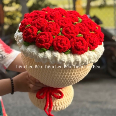 Bó hoa len mềm mại màu hồng-đông, handmade, tặng kèm thiệp viết tay, còn 336k 5