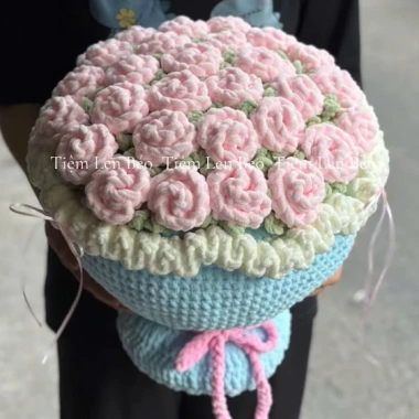 Bó hoa len mềm mại màu hồng-đông, handmade, tặng kèm thiệp viết tay, còn 336k 6