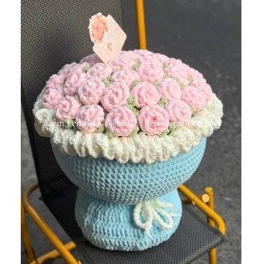Bó hoa len mềm mại màu hồng-đông, handmade, tặng kèm thiệp viết tay, còn 336k 9