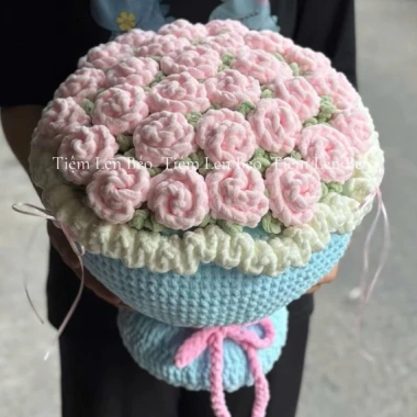 Bó hoa len mềm mại màu hồng-đông, handmade, tặng kèm thiệp viết tay, còn 336k 10