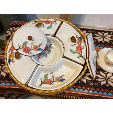 Bộ Hoa Mặt Trời Bày Mâm Cúng Gia Tiên - Gốm Sứ Cao Cấp Bát Tràng, Ưu Đãi 520k