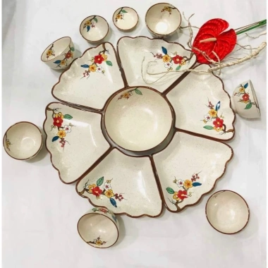 Bộ Hoa Mặt Trời Bày Mâm Cúng Gia Tiên - Gốm Sứ Cao Cấp Bát Tràng, Ưu Đãi 520k