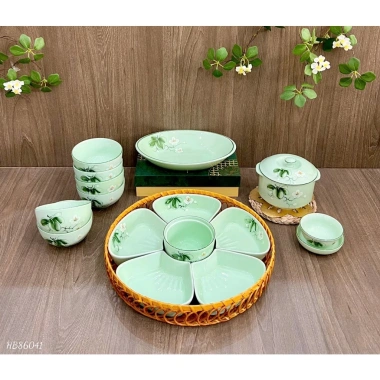 Bộ Hoa Mặt Trời Cúng Hoa Bưởi Xanh Ngọc 2 Size Gốm Sứ Bát Tràng 1.130.000đ