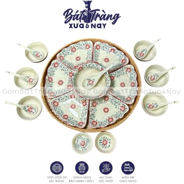 Bộ Hoa Mặt Trời Mâm Cúng Gia Tiên Hoạ Tiết Thủ Công Gốm Bát Tràng - 420.000₫ 7