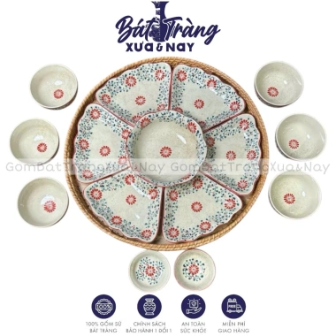 Bộ Hoa Mặt Trời Mâm Cúng Gia Tiên Hoạ Tiết Thủ Công Gốm Bát Tràng - 420.000₫ 9