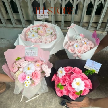 Bó hoa sáp quà tặng sinh nhật, lễ tốt nghiệp kèm túi, đèn, thiệp giảm 20% 3