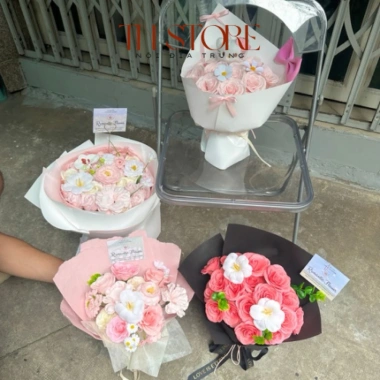 Bó hoa sáp quà tặng sinh nhật, lễ tốt nghiệp kèm túi, đèn, thiệp giảm 20% 5