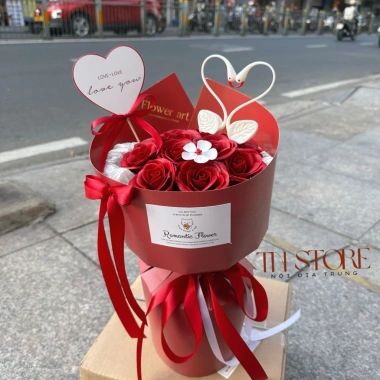 Bó hoa sáp tim và thiên nga kèm túi, đèn, thiệp: Quà Valentine, sinh nhật, 8/3, 20/10, giá chỉ 209.000đ 7