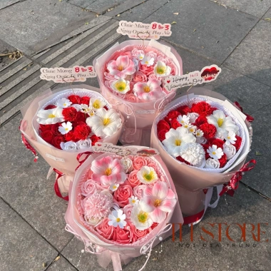 Bó hoa sáp tròn kèm túi, đèn, thiệp - Quà tặng Valentine, sinh nhật, 8/3, 20/10, kỷ niệm - Giá 209.000đ 2