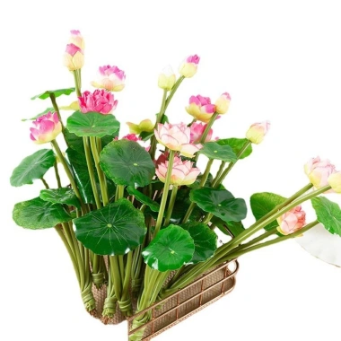 Bó Hoa Sen Nhân Tạo + Hoa Lily Nước Cây - Trang Trí Nhà Cửa, Giá 42.151₫