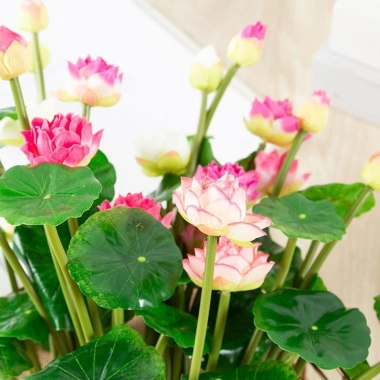 Bó Hoa Sen Nhân Tạo + Hoa Lily Nước Cây - Trang Trí Nhà Cửa, Giá 42.151₫