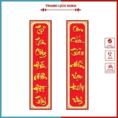 Bộ Hoành Phi câu đối treo phòng thờ - Tranh gỗ tráng gương, trang trí nội thất, giá ưu đãi 585.000₫