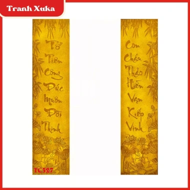Bộ Hoành Phi câu đối treo phòng thờ - Tranh gỗ tráng gương, trang trí nội thất, giá ưu đãi 585.000₫