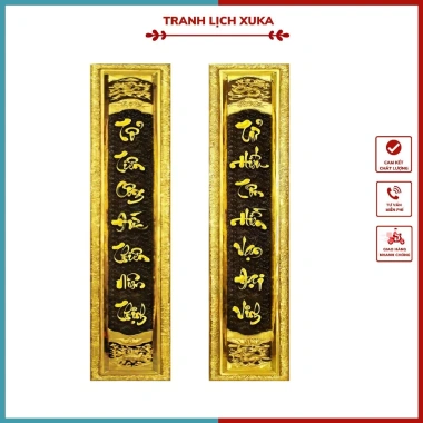 Bộ Hoành Phi câu đối treo phòng thờ - Tranh gỗ tráng gương, trang trí nội thất, giá ưu đãi 585.000₫