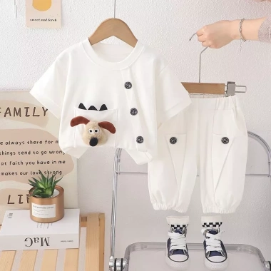 Bộ hoạt hình mùa hè cho bé trai 0-5 tuổi, dây treo mỏng, tay ngắn, 2 trang phục thời trang giảm giá