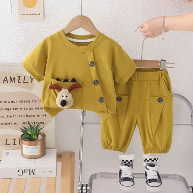 Bộ hoạt hình mùa hè cho bé trai 0-5 tuổi, dây treo mỏng, tay ngắn, 2 trang phục thời trang giảm giá