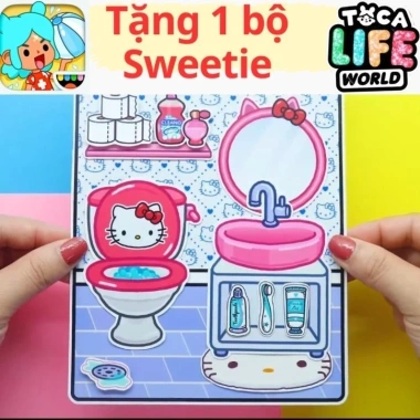 Bộ học liệu bóc dán thông minh búp bê giấy & nhà thủ công Tocaboca Hello Kitty – Đồ chơi trẻ em tự làm, giá 169k 4