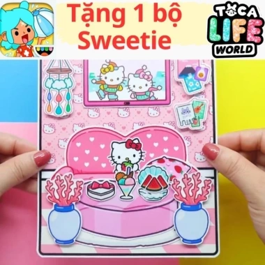 Bộ học liệu bóc dán thông minh búp bê giấy & nhà thủ công Tocaboca Hello Kitty – Đồ chơi trẻ em tự làm, giá 169k 6