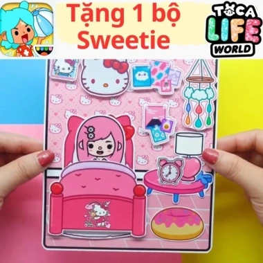 Bộ học liệu bóc dán thông minh búp bê giấy & nhà thủ công Tocaboca Hello Kitty – Đồ chơi trẻ em tự làm, giá 169k 7