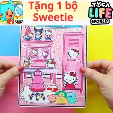 Bộ học liệu bóc dán thông minh búp bê giấy & nhà thủ công Tocaboca Hello Kitty – Đồ chơi trẻ em tự làm, giá 169k 9