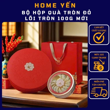 Bộ hộp quà tròn đựng yến sào cao cấp - Da sang trọng, thiết kế tinh tế, ưu đãi 369k