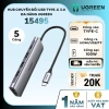 Bộ Hub 5 cổng Type-C Ugreen 15.495 - HDMI 4K@30Hz, USB 3.0, Sạc nhanh PD 100W, BH 24 tháng