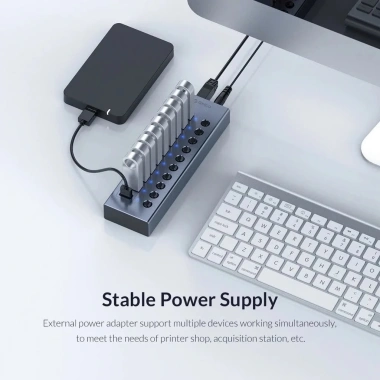 Bộ Hub Orico BT2U3 USB 3.0 7/10/13/16 Cổng, Công tắc 12V, Kèm sạc Nhôm - Hàng Chính Hãng 8