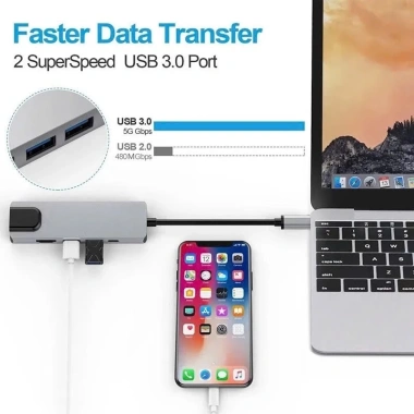 Bộ HUB Type C 5 trong 1 - HDMI 4K, USB 3.0, RJ45 LAN, vỏ nhôm - Giá ưu đãi 95.000₫ 3 Bộ HUB Type C 5 trong 1 - HDMI 4K, USB 3.0, RJ45 LAN, vỏ nhôm - Giá ưu đãi 95.000₫ 3