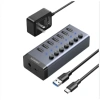 Bộ HUB USB 3.0 7 cổng vỏ nhôm Ugreen 90.305 5Gbps, công tắc 12V2A - Cao cấp, chính hãng 5