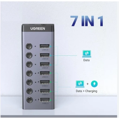 Bộ HUB USB 3.0 7 cổng vỏ nhôm Ugreen 90.305 5Gbps, công tắc 12V2A - Cao cấp, chính hãng 8 Bộ HUB USB 3.0 7 cổng vỏ nhôm Ugreen 90.305 5Gbps, công tắc 12V2A - Cao cấp, chính hãng 8