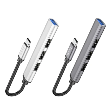 Bộ HUB USB 4 in 1 Hoco HB26 Type‑C – 4 USB, 1 USB 3.0 lên tới 1TB, chỉ 139.000₫