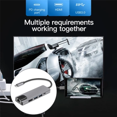 Bộ HUB USB Type C 5 trong 1: HDMI, 2 USB 3.0, Gigabit RJ45 - Giá 1.143.000 VND 2