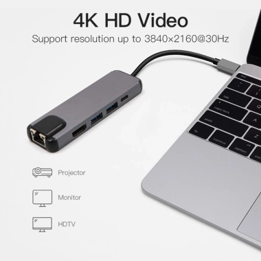 Bộ HUB USB Type C 5 trong 1: HDMI, 2 USB 3.0, Gigabit RJ45 - Giá 1.143.000 VND 3