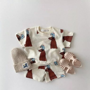 Bộ in hình bóng bay cho bé quần short mùa hè 2 bộ bé trai & gái- Giá 250.525 VND