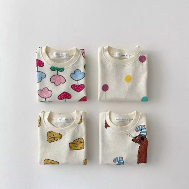 Bộ in hình bóng bay cho bé quần short mùa hè 2 bộ bé trai & gái- Giá 250.525 VND