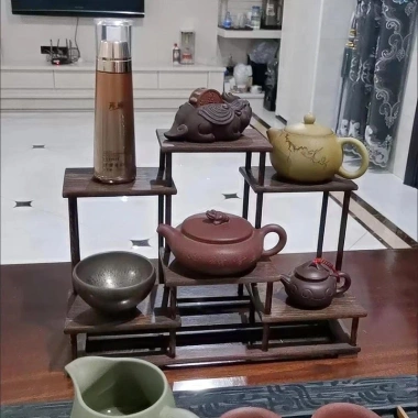 Bộ kệ trưng bày gà cánh rắn gỗ tím cát ấm - Giá trà, ưu đãi 238.875đ 4