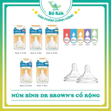 Bố Ken Núm Ty Bình Sữa Dr Browns - Cổ Rộng Plus & Cổ Hẹp, Size Đa Dạng, Hàng Chính Hãng, Giá 99.960₫