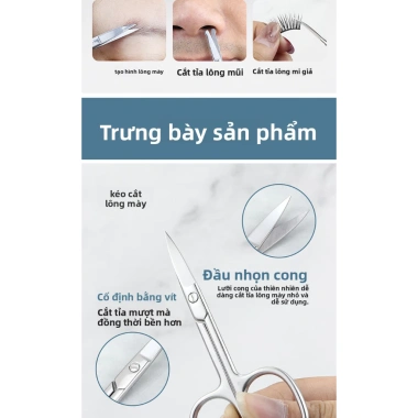 Bộ kéo GlowNest chống khói – Thép không gỉ an toàn cắt tỉa mũi, lông mày, râu 5 Bộ kéo GlowNest chống khói – Thép không gỉ an toàn cắt tỉa mũi, lông mày, râu 5