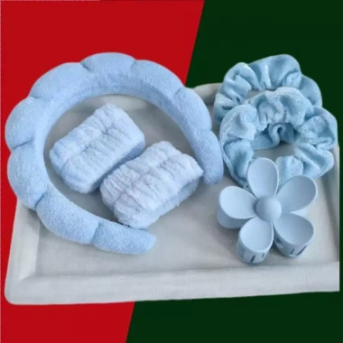 Bộ kẹp dây đeo cổ tay rửa mặt đám mây đầy màu sắc Scrunchie 6 chiếc - Giao nhanh, giảm 22% 2
