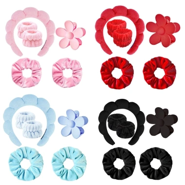 Bộ kẹp dây đeo cổ tay rửa mặt đám mây đầy màu sắc Scrunchie 6 chiếc - Giao nhanh, giảm 22% 8