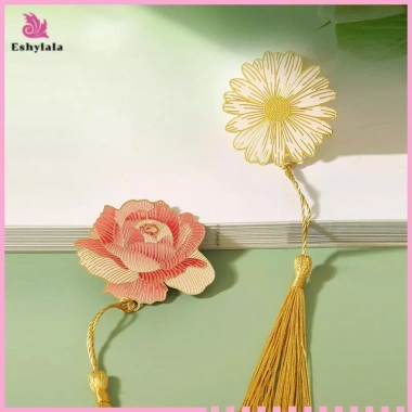 Bộ Kẹp Sách Vintage Trung Hoa Hoa Hồng Lá Kim Loại - Đánh Dấu Trang Sel, Quà Tặng Học Sinh Văn Phòng Phẩm, Đồ Dùng Học Tập 2