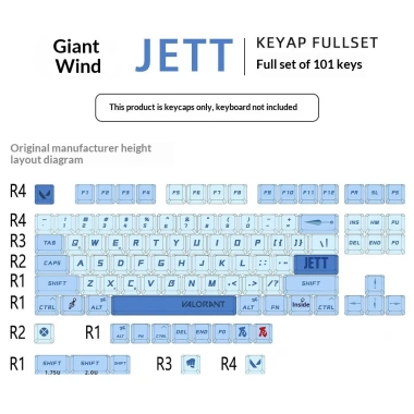 Bộ Keycap Jett Valorant Fullset 101 Phím - KCRAFT World of Keycaps Giá chỉ 755.000 VND Giảm từ 966.400 VND 8