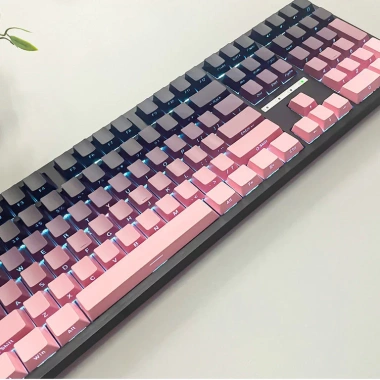 Bộ keycap PBT Hồng Hoàng Hôn 104 phím hồng tím đen – Giá 400.000₫