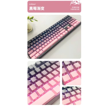 Bộ keycap PBT Hồng Hoàng Hôn 104 phím hồng tím đen – Giá 400.000₫