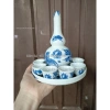 Bộ Khay nậm rượu RỒNG hoặc SEN cúng thắp hương men lam - khay tròn + nậm + 6 chén, giá ưu đãi 150.000 VND 6