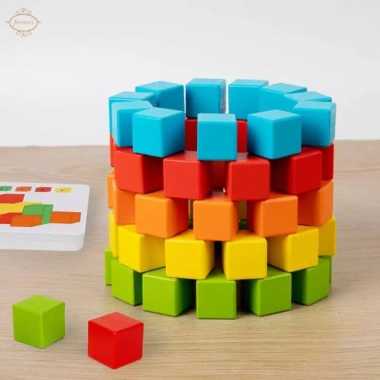 Bộ khối xây dựng gỗ Stacker Playset tương tác, quà tặng Giáng sinh, giáo dục sáng tạo, an toàn không độc hại 9